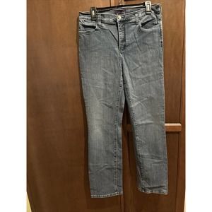 NYDJ Womens Straight Leg Stretch Blue Slimming Shaping Blue Jeans Size 12